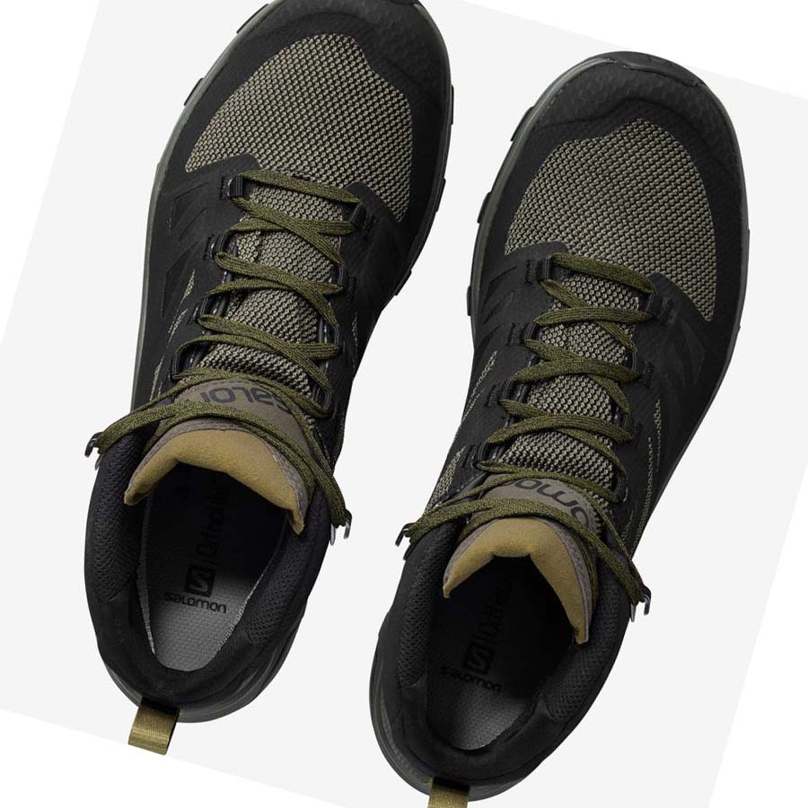 Tenis Senderismo Salomon OUTLINE MID GORE-TEX Hombre Verde Oliva Negros | MX 3597ILH